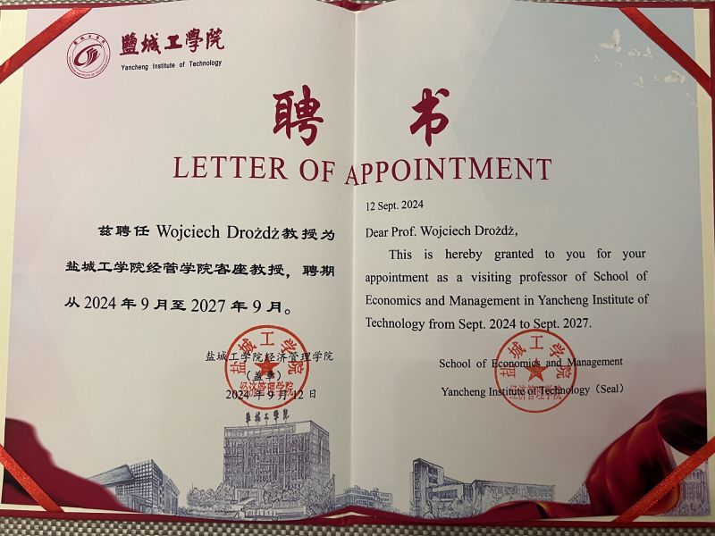 Współpraca Uniwersytetu Szczecińskiego z Yancheng Institute of Technology